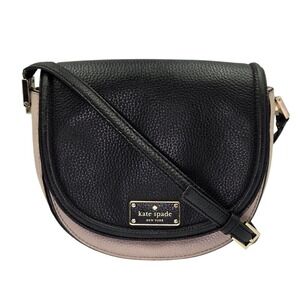 Kate Spade New York Leather Crossbody Bag Black Pink Saddle Bag‎